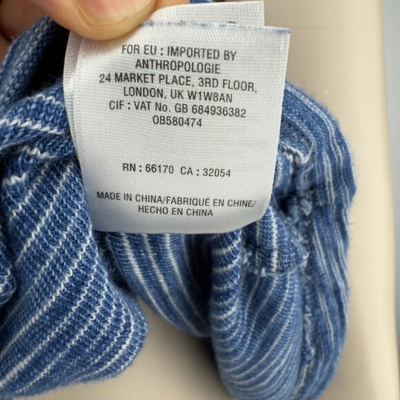 ANTHROPOLOGIE Postmark Large Indigo Blue White Striped Mock Neck Tank Top M‎ - Picture 7 of 7